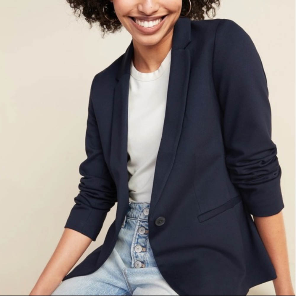 OLD NAVY classic knit navy button blazer